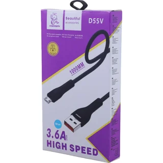 کابل میکرو یو اس بی فست شارژ 3.6 آمپر دنمن D55V طول 1