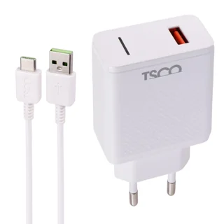 شارژر دیواری 18 وات تسکو TTC 64 QC3 3A + کابل تایپ سی